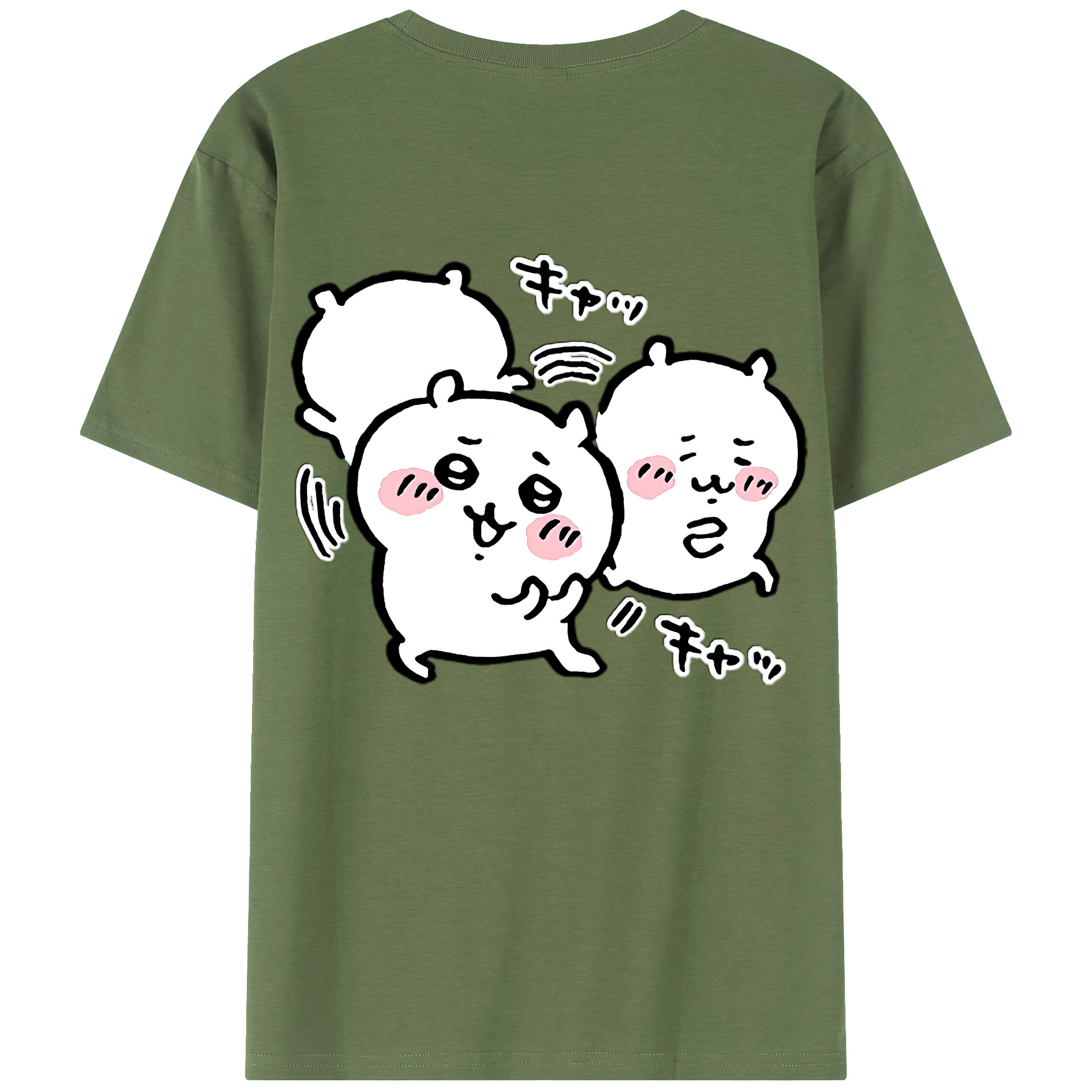 （画像用） ちいかわ ちいかわ Chii-kawa chiikawa 綿100％ メンズ半袖Tシャツ（バックプリント） 通気性